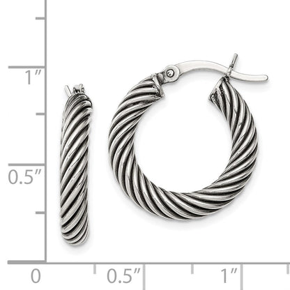 Sterlingsilber Antikisiert 3.25x20mm Gedreht Creolen