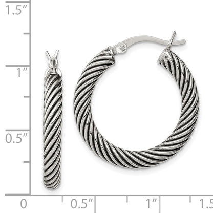 Sterlingsilber Antikisiert 3.25x25mm Gedreht Creolen