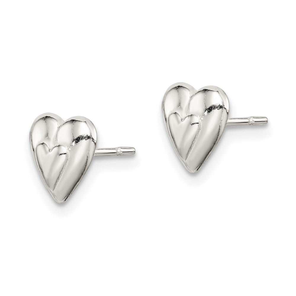 Sterlingsilber Poliert Herz Ohrstecker