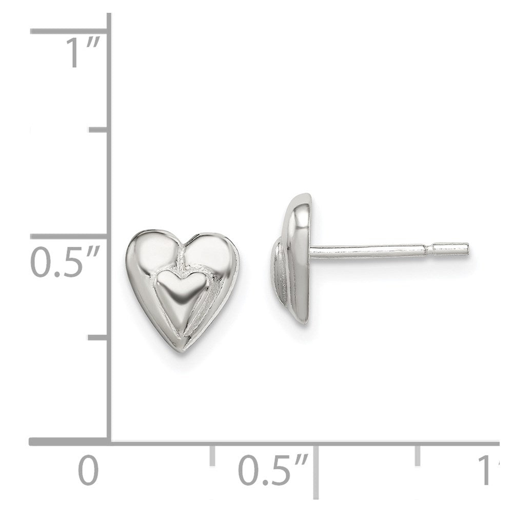 Sterlingsilber Poliert Herz Ohrstecker