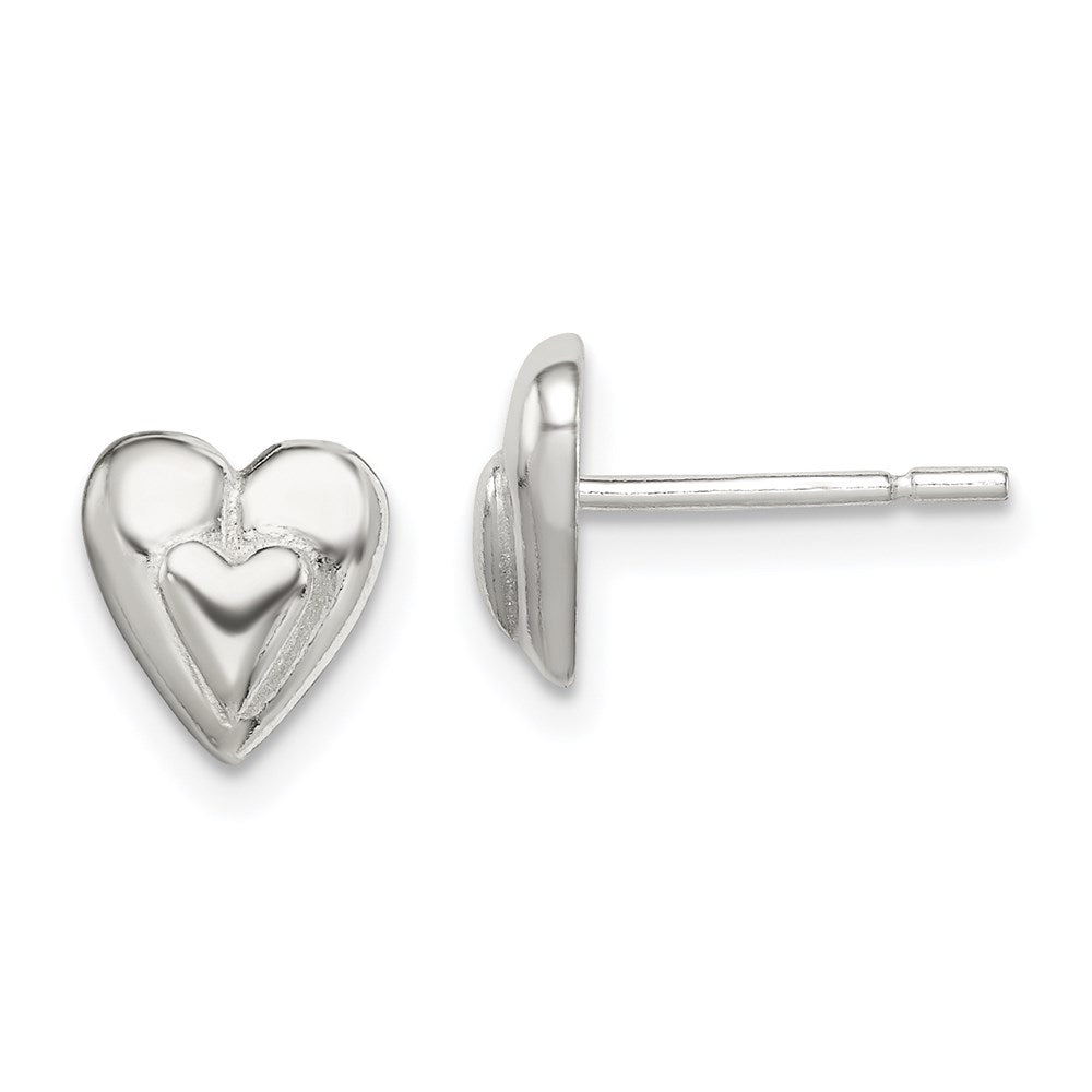 Sterlingsilber Poliert Herz Ohrstecker