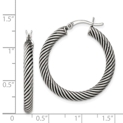 Sterlingsilber Antikisiert 3.25x30mm Gedreht Creolen