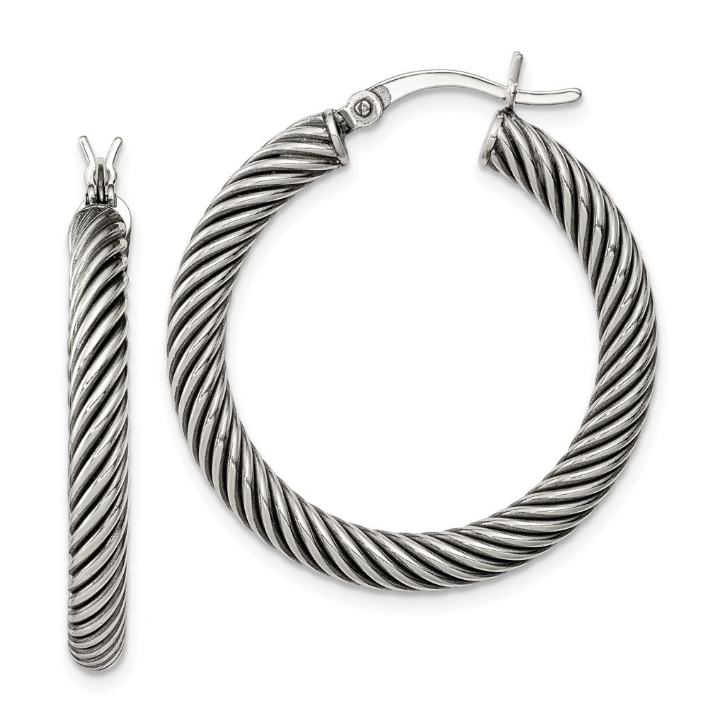 Sterlingsilber Antikisiert 3.25x30mm Gedreht Creolen