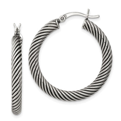Sterlingsilber Antikisiert 3.25x30mm Gedreht Creolen