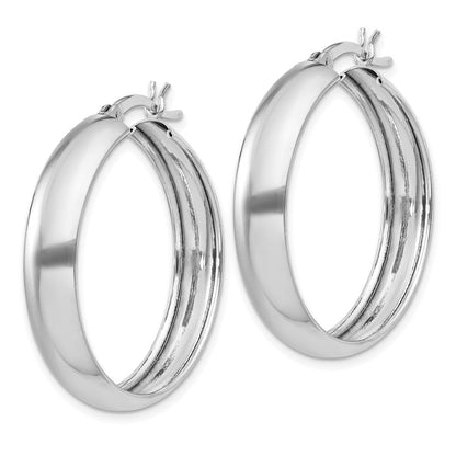 Sterlingsilber Rhodiniert 6x30mm Poliert Creolen