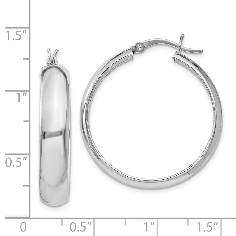 Sterlingsilber Rhodiniert 6x30mm Poliert Creolen