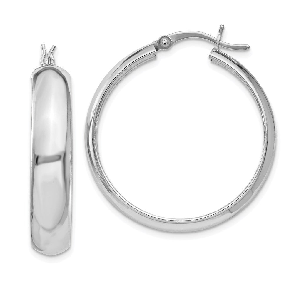 Sterlingsilber Rhodiniert 6x30mm Poliert Creolen