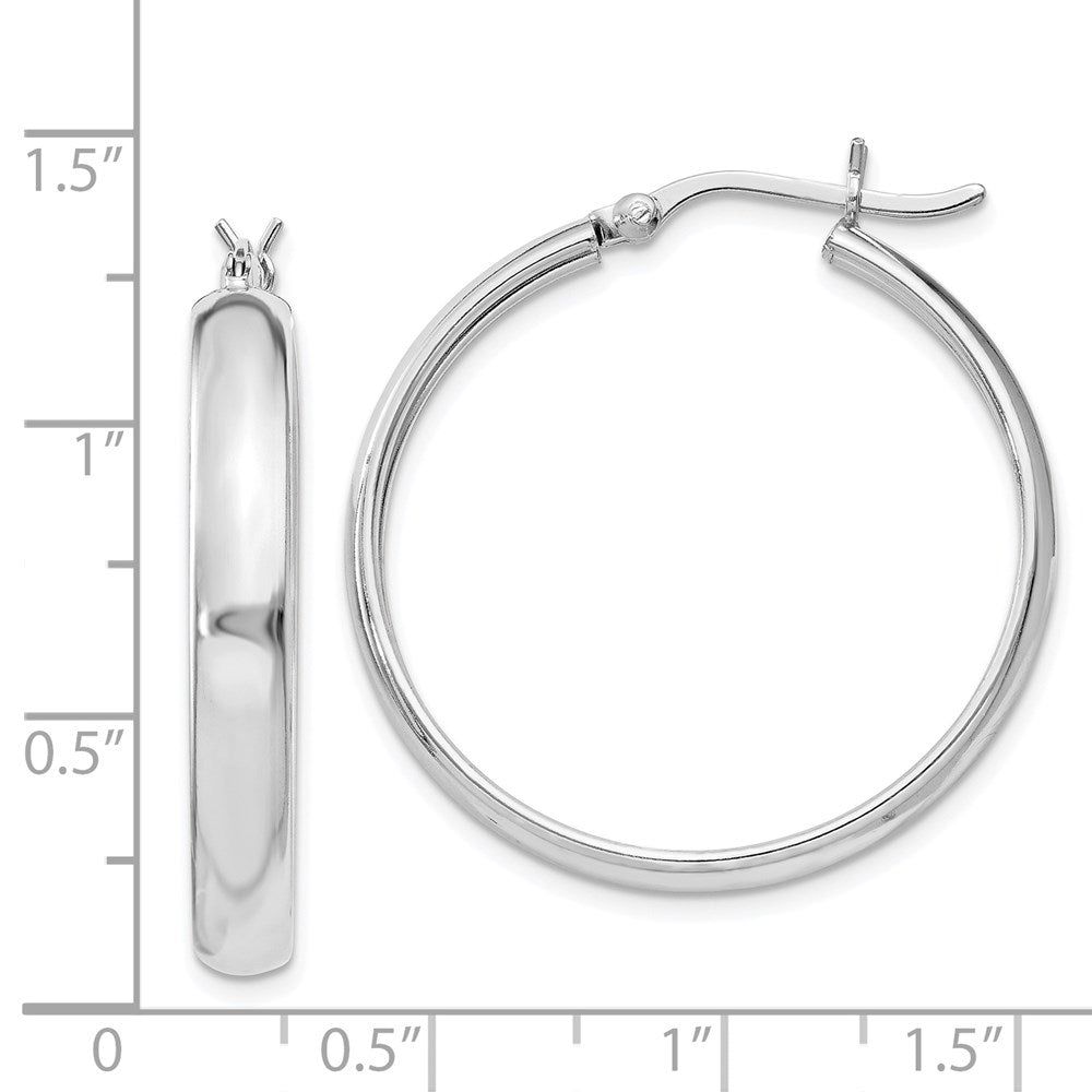 Sterlingsilber Rhodiniert 4mm X 30 Creolen