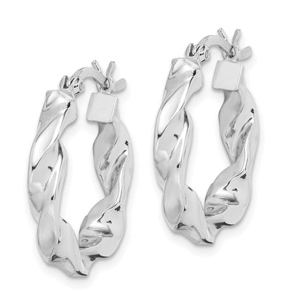 Sterlingsilber Rhodiniert Gedreht 3.5x20mm Creolen