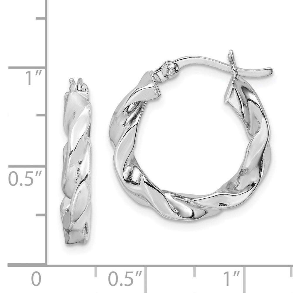 Sterlingsilber Rhodiniert Gedreht 3.5x20mm Creolen