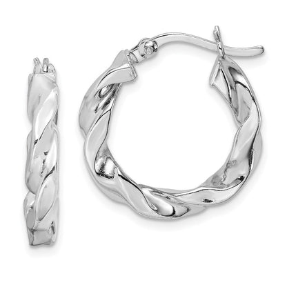 Sterlingsilber Rhodiniert Gedreht 3.5x20mm Creolen