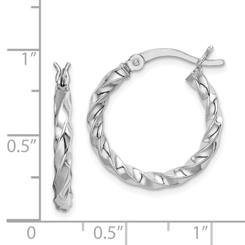 Sterlingsilber Rhodiniert Gedreht 3x20mm Creolen