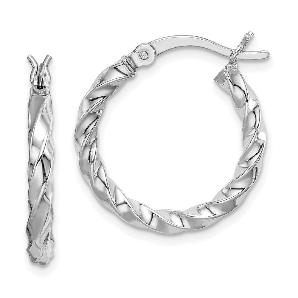 Sterlingsilber Rhodiniert Gedreht 3x20mm Creolen