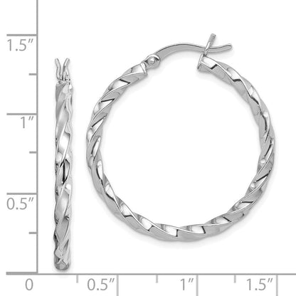 Sterlingsilber Rhodiniert Gedreht 3x30mm Creolen