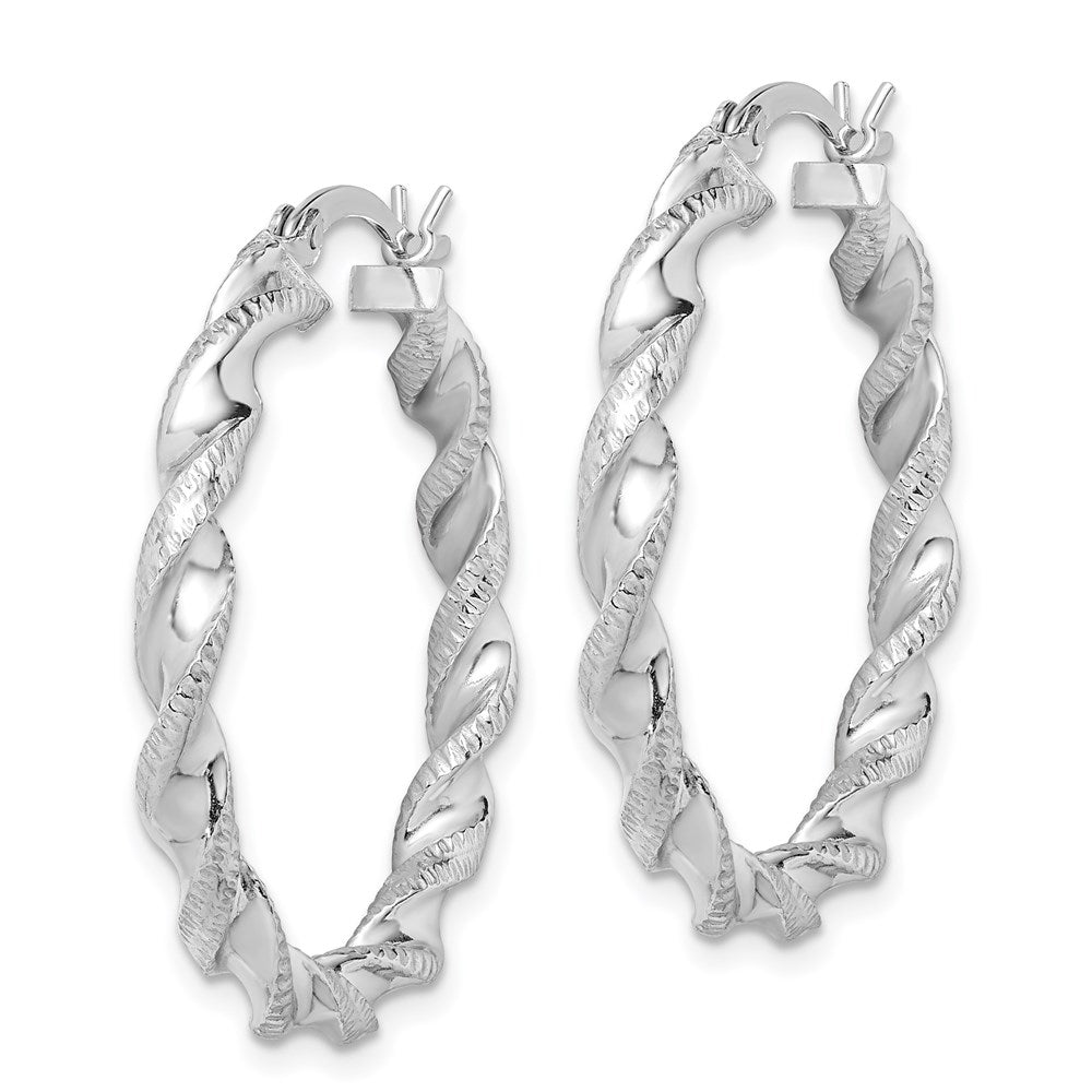 Sterlingsilber Rhodiniert Gedreht 3.5x30mm Creolen