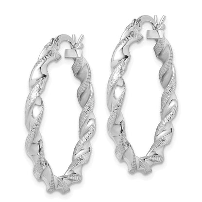 Sterlingsilber Rhodiniert Gedreht 3.5x30mm Creolen