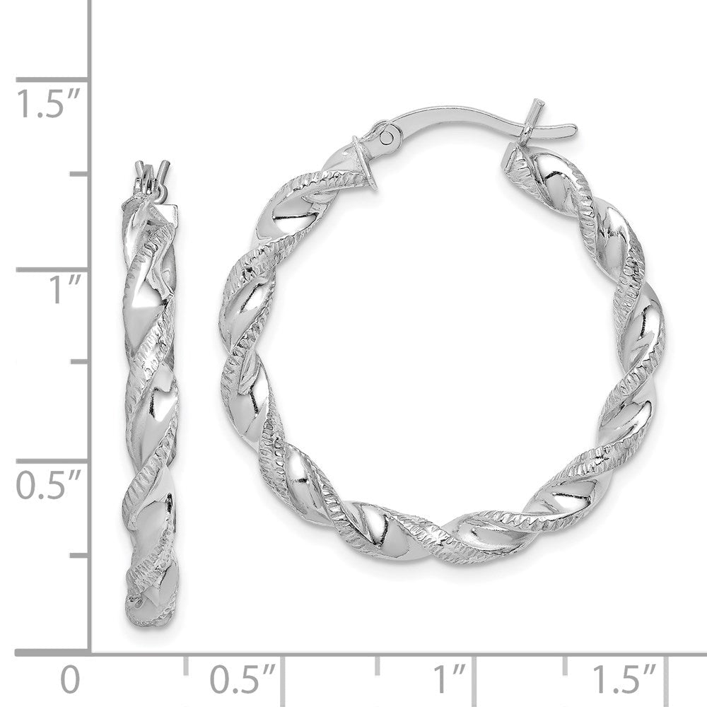 Sterlingsilber Rhodiniert Gedreht 3.5x30mm Creolen