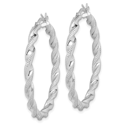 Sterlingsilber Rhodiniert Gedreht 3.5x40mm Creolen