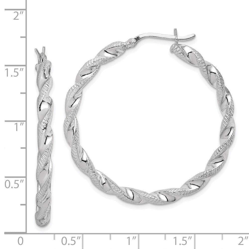 Sterlingsilber Rhodiniert Gedreht 3.5x40mm Creolen
