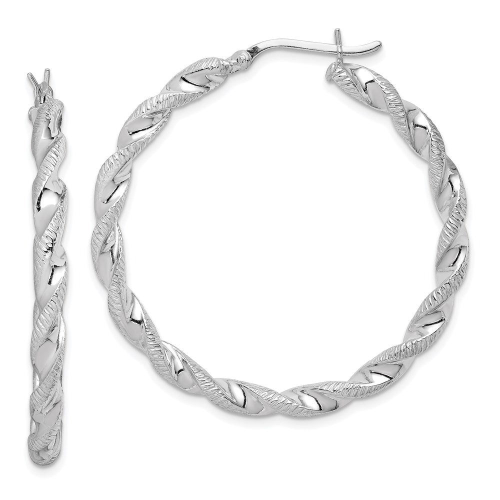 Sterlingsilber Rhodiniert Gedreht 3.5x40mm Creolen