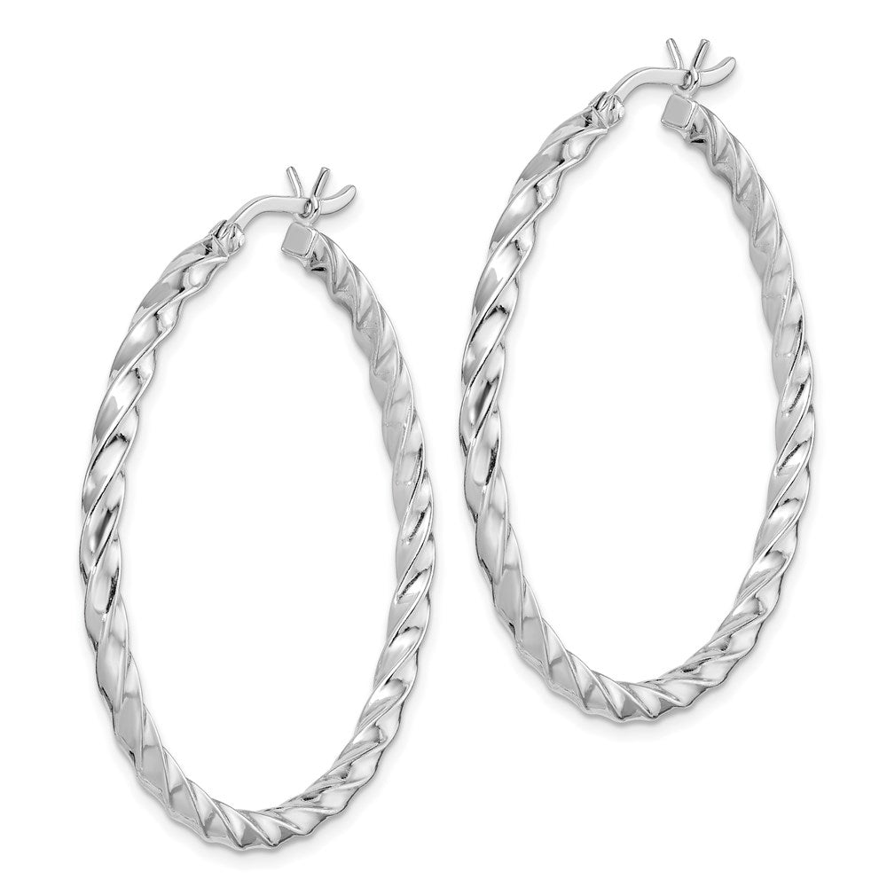 Sterlingsilber Rhodiniert Gedreht 3x40mm Creolen