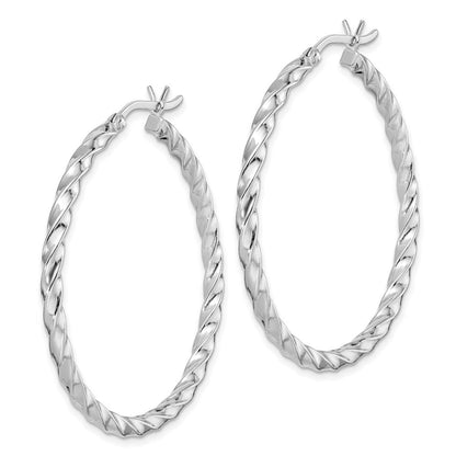 Sterlingsilber Rhodiniert Gedreht 3x40mm Creolen