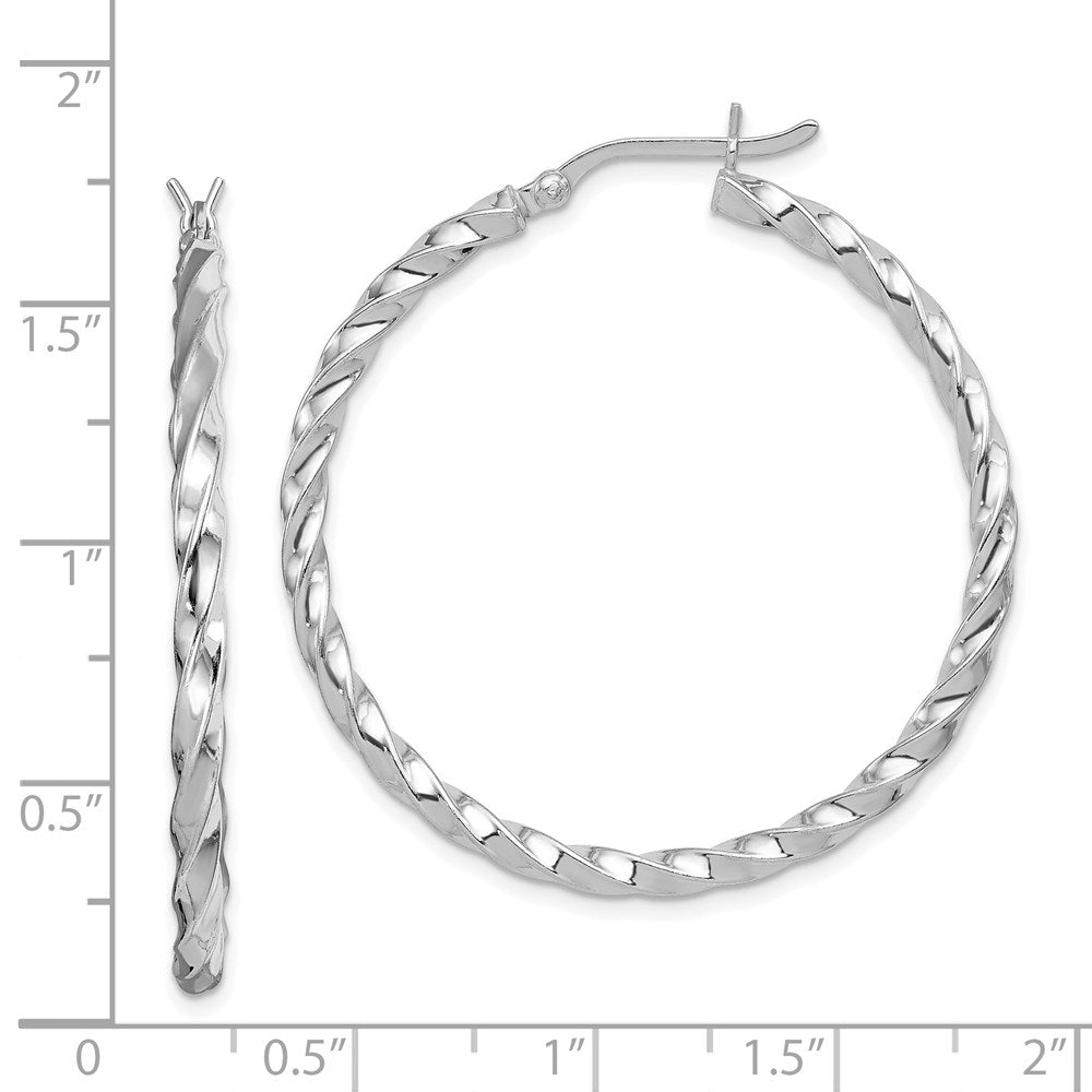 Sterlingsilber Rhodiniert Gedreht 3x40mm Creolen