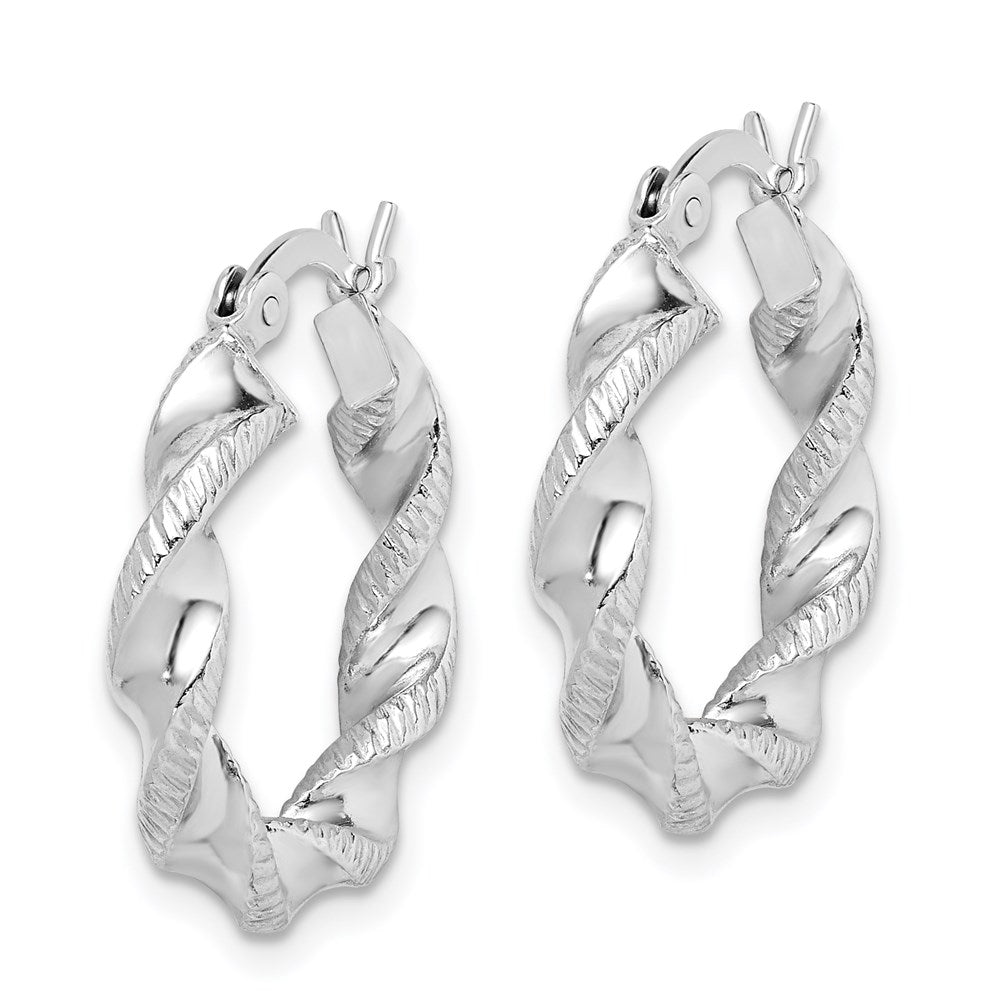 Sterlingsilber Rhodiniert Gedreht 3.5x20mm Creolen
