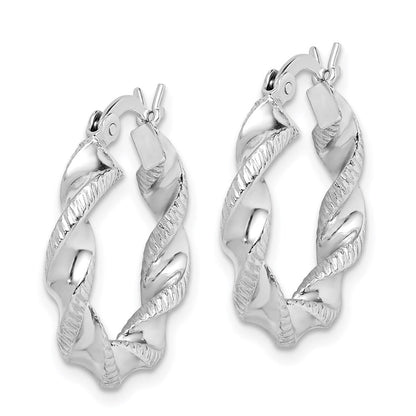 Sterlingsilber Rhodiniert Gedreht 3.5x20mm Creolen