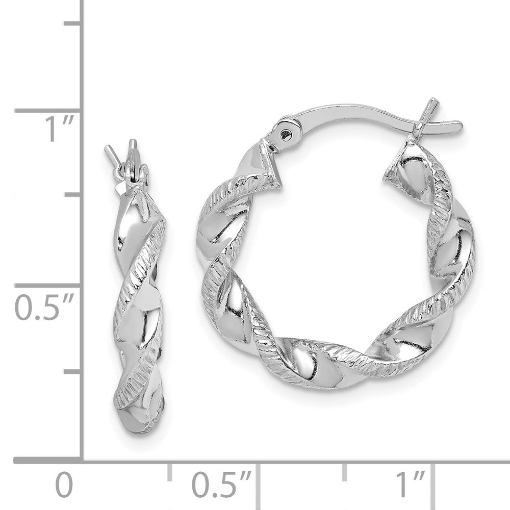 Sterlingsilber Rhodiniert Gedreht 3.5x20mm Creolen