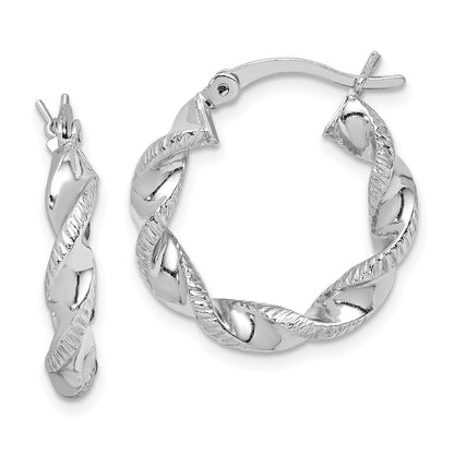 Sterlingsilber Rhodiniert Gedreht 3.5x20mm Creolen