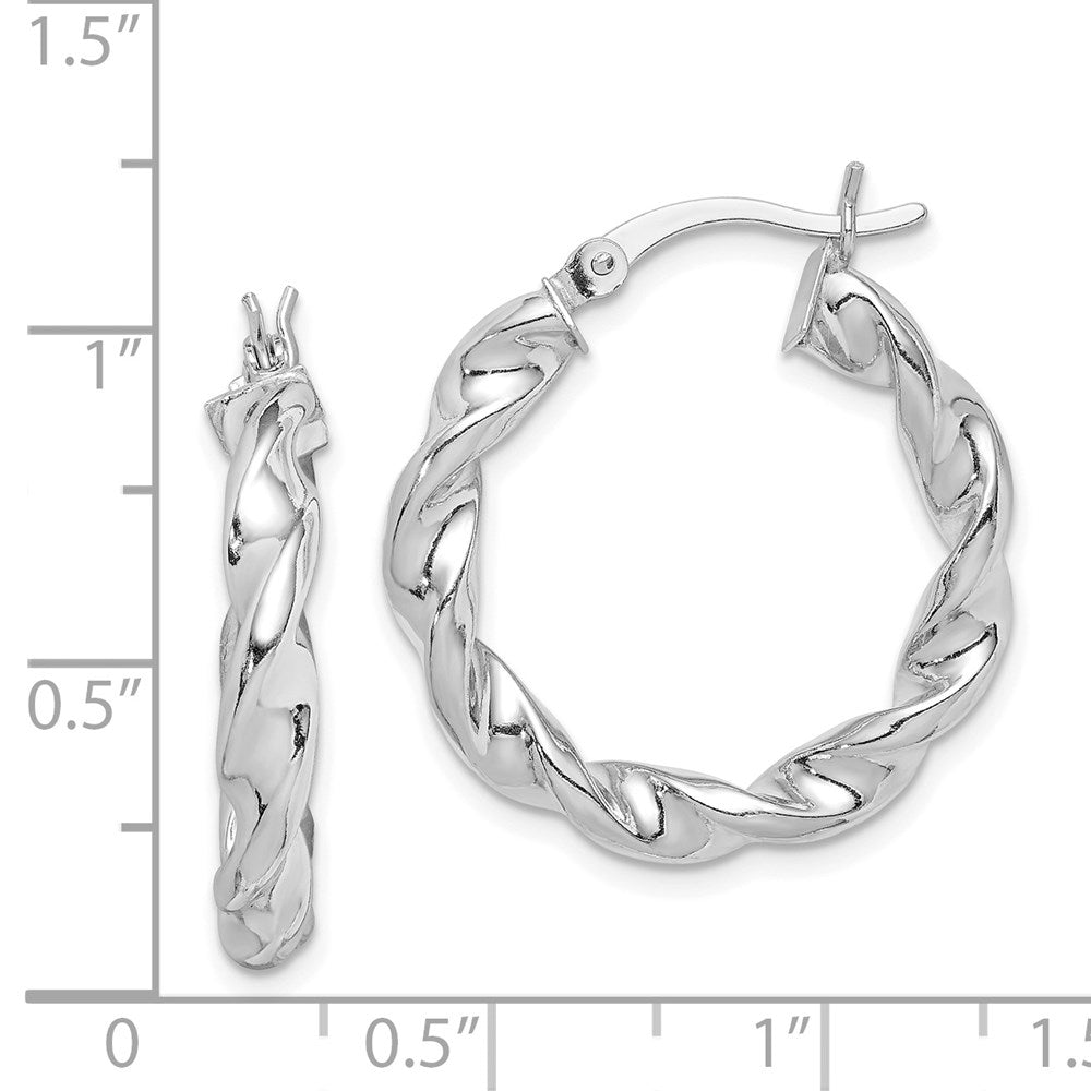 Sterlingsilber Rhodiniert Gedreht 3.5x25mm Creolen