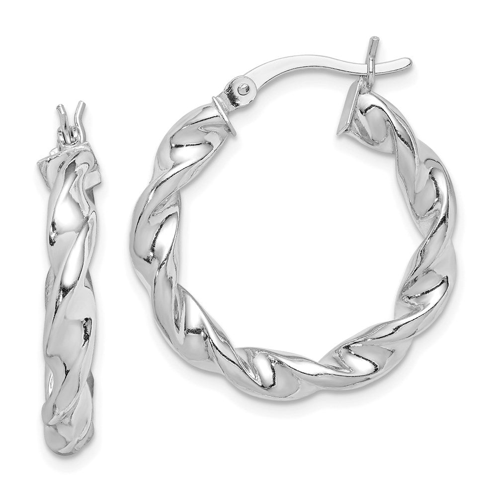 Sterlingsilber Rhodiniert Gedreht 3.5x25mm Creolen