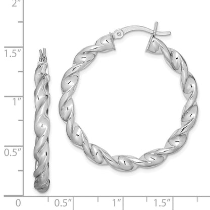 Sterlingsilber Rhodiniert Gedreht 3.5x35mm Creolen