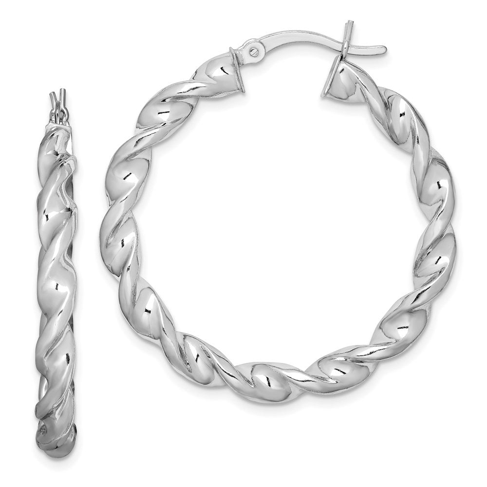 Sterlingsilber Rhodiniert Gedreht 3.5x35mm Creolen