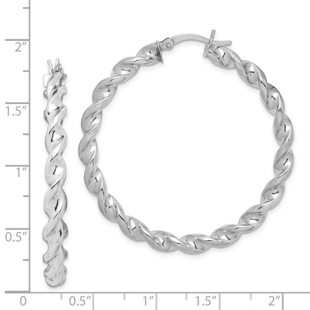 Sterlingsilber Rhodiniert Gedreht 3.5x45mm Creolen