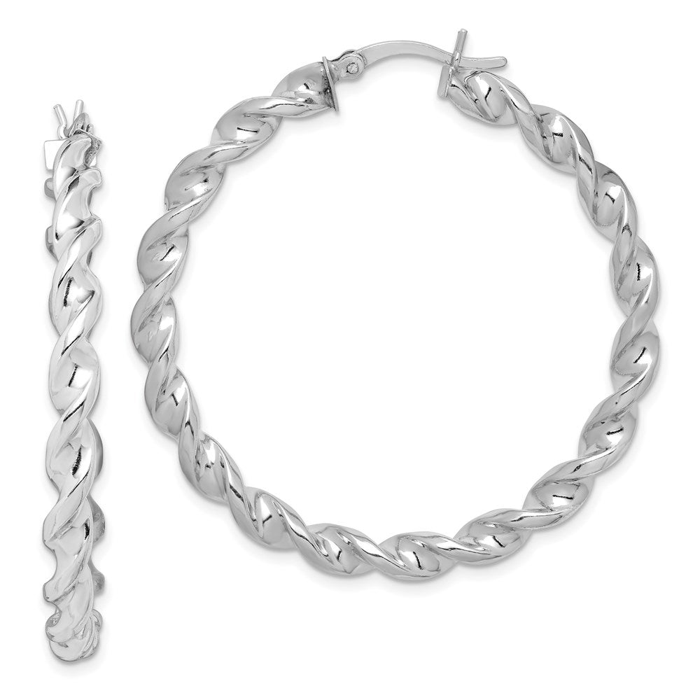 Sterlingsilber Rhodiniert Gedreht 3.5x45mm Creolen