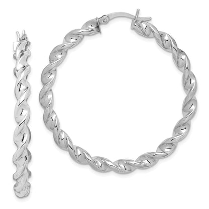 Sterlingsilber Rhodiniert Gedreht 3.5x45mm Creolen