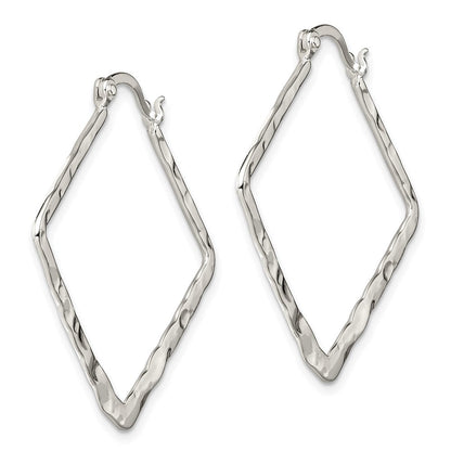 Sterlingsilber Rhodiniert Poliert/hammered Quadratisch Creolen