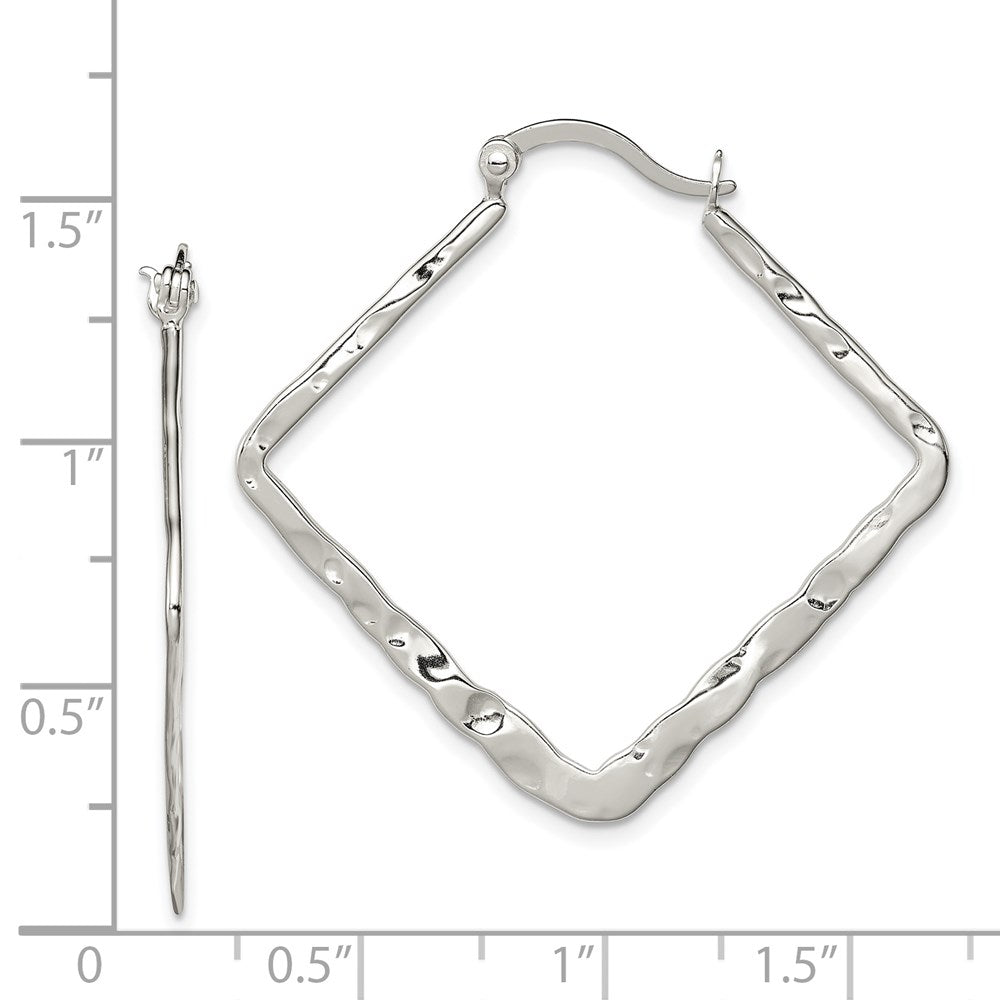 Sterlingsilber Rhodiniert Poliert/hammered Quadratisch Creolen