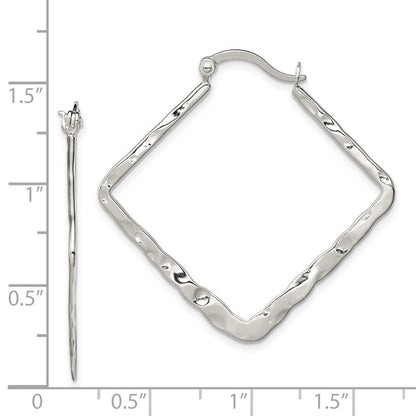 Sterlingsilber Rhodiniert Poliert/hammered Quadratisch Creolen