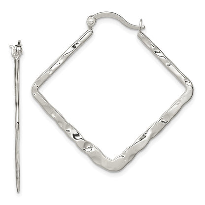 Sterlingsilber Rhodiniert Poliert/hammered Quadratisch Creolen