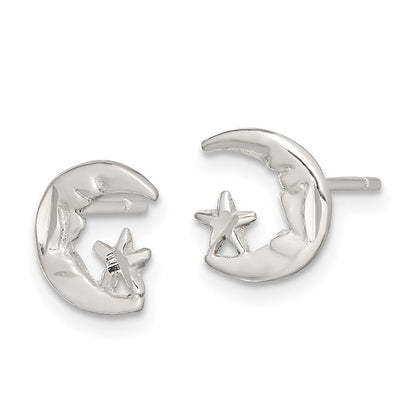 Sterlingsilber Mond und Stern Mini Ohrringe