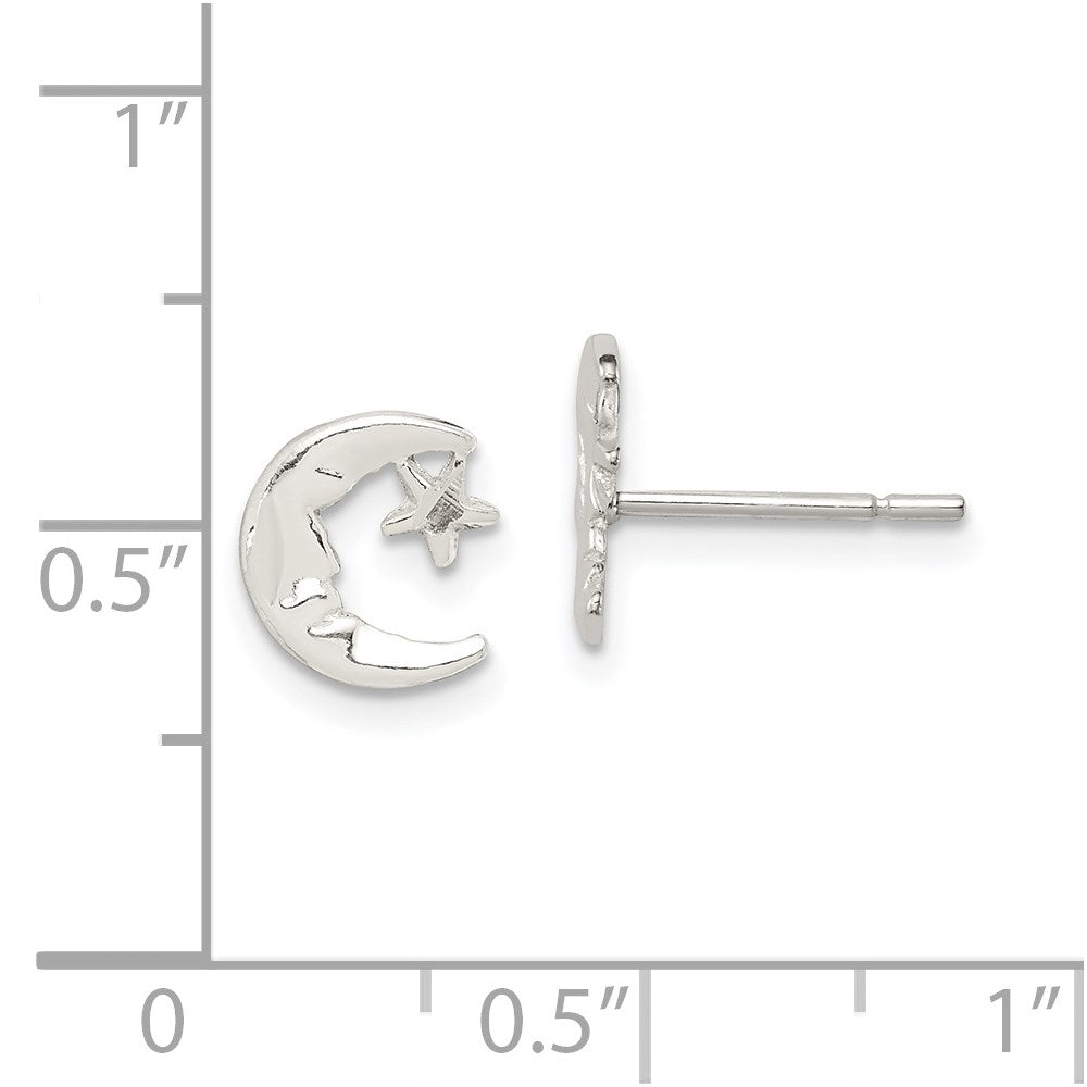 Sterlingsilber Mond und Stern Mini Ohrringe