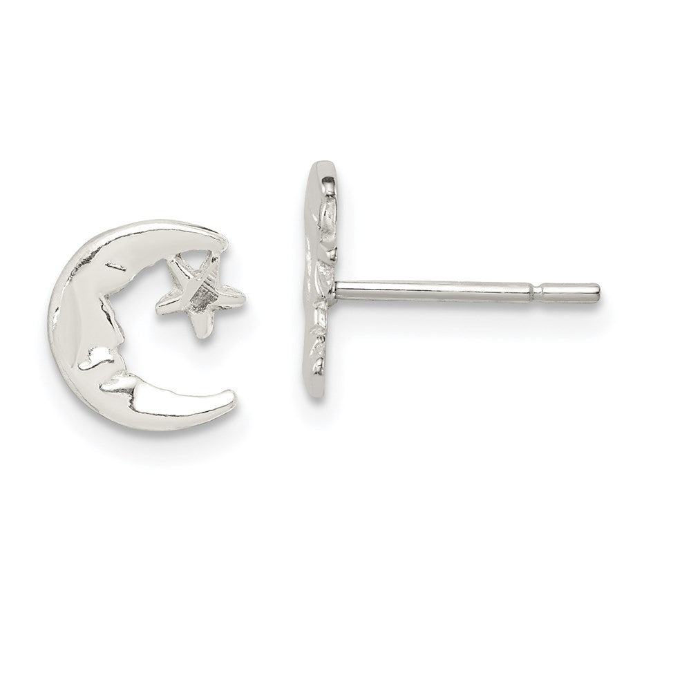 Sterlingsilber Mond und Stern Mini Ohrringe