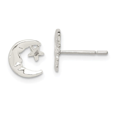 Sterlingsilber Mond und Stern Mini Ohrringe