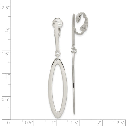 Sterlingsilber Poliert Non-pierced Länglich Oval Ohrhänger