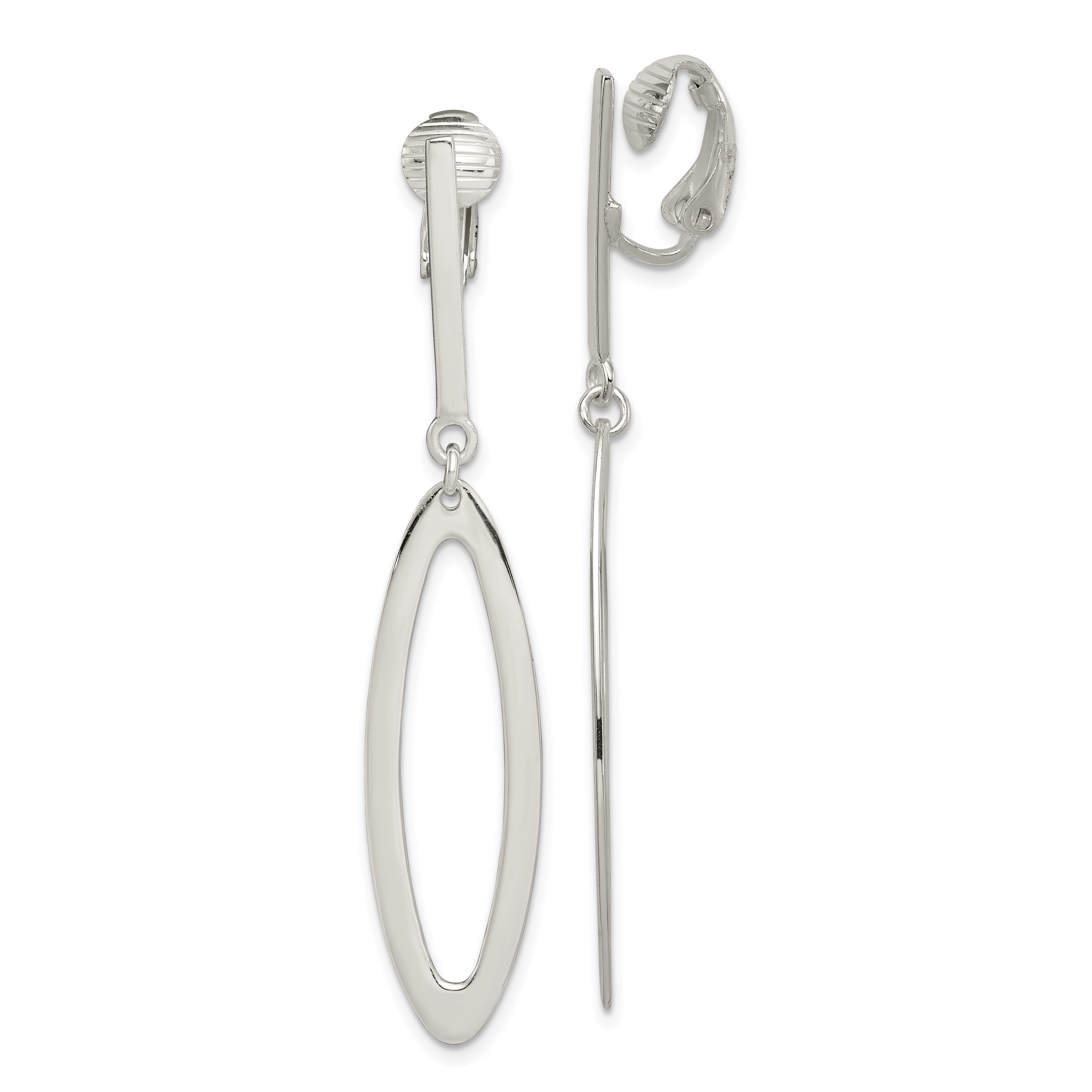 Sterlingsilber Poliert Non-pierced Länglich Oval Ohrhänger