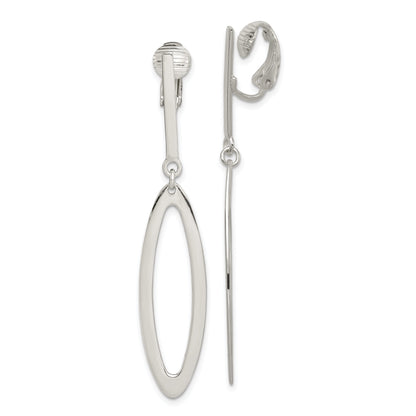 Sterlingsilber Poliert Non-pierced Länglich Oval Ohrhänger