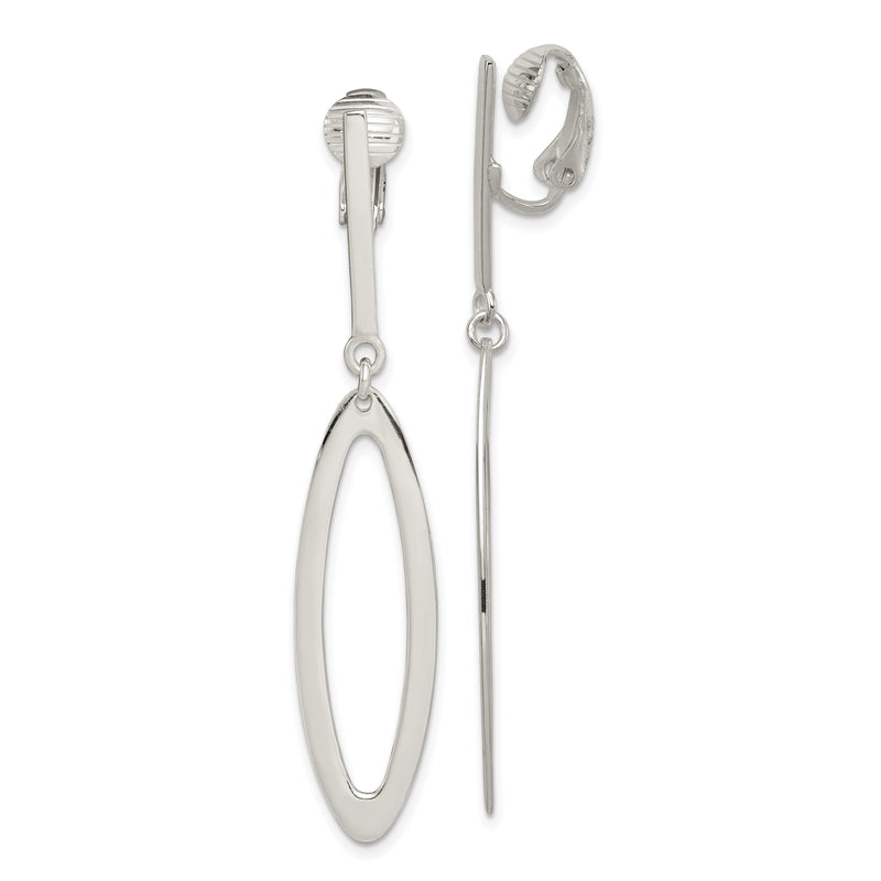 Sterlingsilber Poliert Non-pierced Länglich Oval Ohrhänger